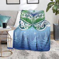 Aotearoa New Zealand New Year Blanket Maori Motifs with Silver Fern and Matariki Stars LT03 - Polynesian Pride
