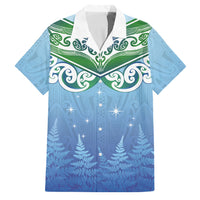 Aotearoa New Zealand New Year Family Matching Summer Maxi Dress and Hawaiian Shirt Maori Motifs with Silver Fern and Matariki Stars LT03 Dad's Shirt - Short Sleeve Multicolor - Polynesian Pride