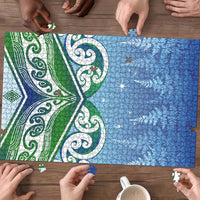 Aotearoa New Zealand New Year Puzzle Maori Motifs with Silver Fern and Matariki Stars LT03 - Polynesian Pride