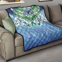 Aotearoa New Zealand New Year Quilt Maori Motifs with Silver Fern and Matariki Stars