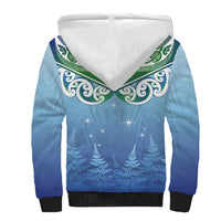 Aotearoa New Zealand New Year Sherpa Hoodie Maori Motifs with Silver Fern and Matariki Stars LT03 - Polynesian Pride