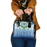 Aotearoa New Zealand New Year Shoulder Handbag Maori Motifs with Silver Fern and Matariki Stars