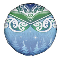 Aotearoa New Zealand New Year Spare Tire Cover Maori Motifs with Silver Fern and Matariki Stars LT03 - Polynesian Pride