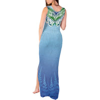 Aotearoa New Zealand New Year Tank Maxi Dress Maori Motifs with Silver Fern and Matariki Stars