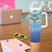 Aotearoa New Zealand New Year Tumbler With Handle Maori Motifs with Silver Fern and Matariki Stars LT03 - Polynesian Pride