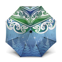 Aotearoa New Zealand New Year Umbrella Maori Motifs with Silver Fern and Matariki Stars LT03 One Size Folded 11.42 inch Opened Diameter 37.4 inch Multicolor - Polynesian Pride