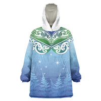 Aotearoa New Zealand New Year Wearable Blanket Hoodie Maori Motifs with Silver Fern and Matariki Stars LT03 One Size Multicolor - Polynesian Pride