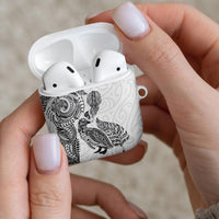Aotearoa Moko Tribal Tattoo AirPods Case New Zealand Maori Penguin and Fantail White Color LT03 - Polynesian Pride