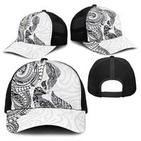 Aotearoa Moko Tribal Tattoo Baseball Net Cap New Zealand Maori Penguin and Fantail White Color LT03 - Polynesian Pride