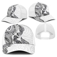 Aotearoa Moko Tribal Tattoo Baseball Net Cap New Zealand Maori Penguin and Fantail White Color LT03 - Polynesian Pride
