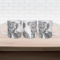 Aotearoa Moko Tribal Tattoo Ceramic Mug New Zealand Maori Penguin and Fantail White Color LT03 - Polynesian Pride