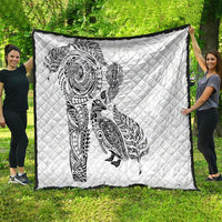 Aotearoa Moko Tribal Tattoo Quilt New Zealand Maori Penguin and Fantail White Color LT03 - Polynesian Pride