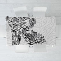 Aotearoa Moko Tribal Tattoo Tablecloth New Zealand Maori Penguin and Fantail White Color LT03 White - Polynesian Pride