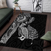 Aotearoa Moko Tribal Tattoo Area Rug New Zealand Maori Penguin and Fantail Black Color LT03 Black - Polynesian Pride