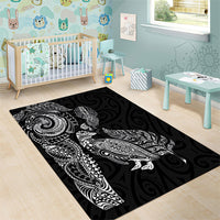 Aotearoa Moko Tribal Tattoo Area Rug New Zealand Maori Penguin and Fantail Black Color LT03 - Polynesian Pride