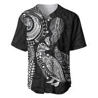 Aotearoa Moko Tribal Tattoo Baseball Jersey New Zealand Maori Penguin and Fantail Black Color LT03 Black - Polynesian Pride
