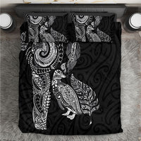 Aotearoa Moko Tribal Tattoo Bedding Set New Zealand Maori Penguin and Fantail Black Color