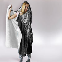 Aotearoa Moko Tribal Tattoo Hooded Blanket New Zealand Maori Penguin and Fantail Black Color LT03 - Polynesian Pride