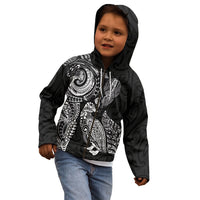 Aotearoa Moko Tribal Tattoo Kid Hoodie New Zealand Maori Penguin and Fantail Black Color LT03 - Polynesian Pride