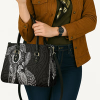 Aotearoa Moko Tribal Tattoo Leather Bag New Zealand Maori Penguin and Fantail Black Color LT03 - Polynesian Pride
