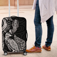Aotearoa Moko Tribal Tattoo Luggage Cover New Zealand Maori Penguin and Fantail Black Color LT03 Black - Polynesian Pride