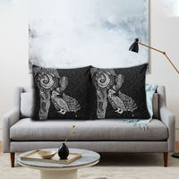 Aotearoa Moko Tribal Tattoo Pillow Cover New Zealand Maori Penguin and Fantail Black Color LT03 - Polynesian Pride