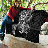 Aotearoa Moko Tribal Tattoo Quilt New Zealand Maori Penguin and Fantail Black Color LT03 - Polynesian Pride