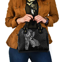 Aotearoa Moko Tribal Tattoo Shoulder Handbag New Zealand Maori Penguin and Fantail Black Color LT03 - Polynesian Pride