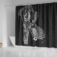 Aotearoa Moko Tribal Tattoo Shower Curtain New Zealand Maori Penguin and Fantail Black Color LT03 - Polynesian Pride