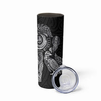 Aotearoa Moko Tribal Tattoo Skinny Tumbler New Zealand Maori Penguin and Fantail Black Color LT03 - Polynesian Pride