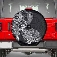 Aotearoa Moko Tribal Tattoo Spare Tire Cover New Zealand Maori Penguin and Fantail Black Color LT03 - Polynesian Pride
