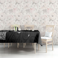 Aotearoa Moko Tribal Tattoo Tablecloth New Zealand Maori Penguin and Fantail Black Color LT03 - Polynesian Pride