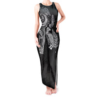 Aotearoa Moko Tribal Tattoo Tank Maxi Dress New Zealand Maori Penguin and Fantail Black Color