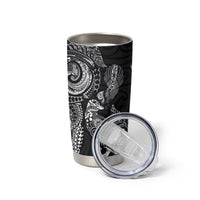 Aotearoa Moko Tribal Tattoo Tumbler Cup New Zealand Maori Penguin and Fantail Black Color LT03 - Polynesian Pride