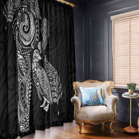 Aotearoa Moko Tribal Tattoo Window Curtain New Zealand Maori Penguin and Fantail Black Color LT03 - Polynesian Pride