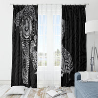 Aotearoa Moko Tribal Tattoo Window Curtain New Zealand Maori Penguin and Fantail Black Color LT03 - Polynesian Pride