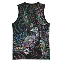 Aotearoa Moko Tribal Tattoo Basketball Jersey New Zealand Maori Penguin and Fantail Paua Shell Style LT03 - Polynesian Pride