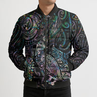 Aotearoa Moko Tribal Tattoo Bomber Puffer Jacket New Zealand Maori Penguin and Fantail Paua Shell Style LT03 - Polynesian Pride