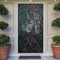 Aotearoa Moko Tribal Tattoo Door Cover New Zealand Maori Penguin and Fantail Paua Shell Style LT03 Multicolor - Polynesian Pride