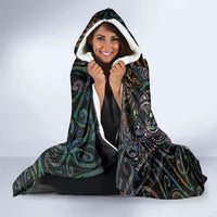 Aotearoa Moko Tribal Tattoo Hooded Blanket New Zealand Maori Penguin and Fantail Paua Shell Style LT03 - Polynesian Pride