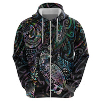 Aotearoa Moko Tribal Tattoo Hoodie New Zealand Maori Penguin and Fantail Paua Shell Style LT03 - Polynesian Pride