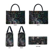 Aotearoa Moko Tribal Tattoo Leather Bag New Zealand Maori Penguin and Fantail Paua Shell Style LT03 - Polynesian Pride