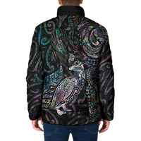 Aotearoa Moko Tribal Tattoo Padded Jacket New Zealand Maori Penguin and Fantail Paua Shell Style LT03 - Polynesian Pride