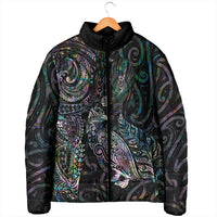 Aotearoa Moko Tribal Tattoo Padded Jacket New Zealand Maori Penguin and Fantail Paua Shell Style LT03 - Polynesian Pride