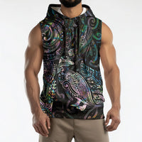 Aotearoa Moko Tribal Tattoo Sleeveless Hoodie New Zealand Maori Penguin and Fantail Paua Shell Style LT03 - Polynesian Pride