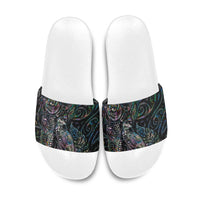 Aotearoa Moko Tribal Tattoo Slide Sandals New Zealand Maori Penguin and Fantail Paua Shell Style LT03 Multicolor - Polynesian Pride