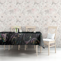 Aotearoa Moko Tribal Tattoo Tablecloth New Zealand Maori Penguin and Fantail Paua Shell Style