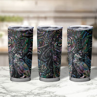 Aotearoa Moko Tribal Tattoo Tumbler Cup New Zealand Maori Penguin and Fantail Paua Shell Style LT03 - Polynesian Pride
