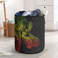 Aotearoa Moko Tribal Tattoo Laundry Basket New Zealand Maori Penguin and Fantail Reggae Style LT03 Multicolor - Polynesian Pride