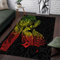 Aotearoa Moko Tribal Tattoo Area Rug New Zealand Maori Penguin and Fantail Reggae Style LT03 Multicolor - Polynesian Pride